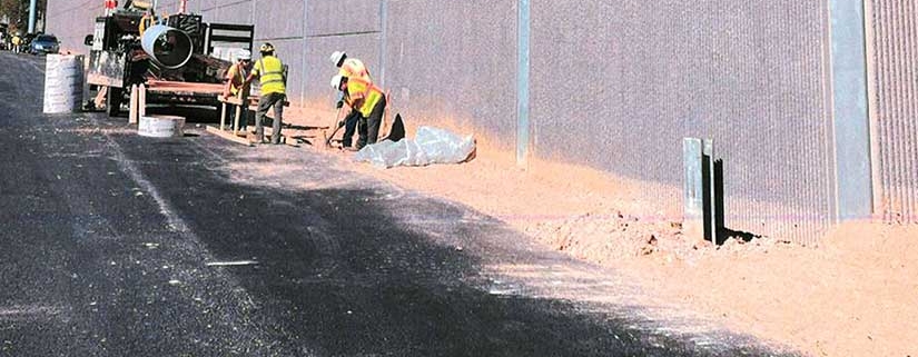 construction of noise wall on highway