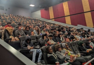 movie theater filling with audience