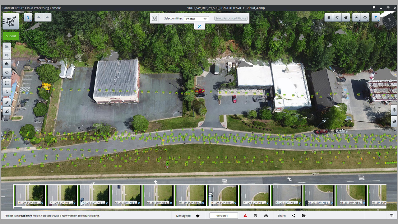 Aerial context capture of US Route 29 in Charlottesville, Virginia